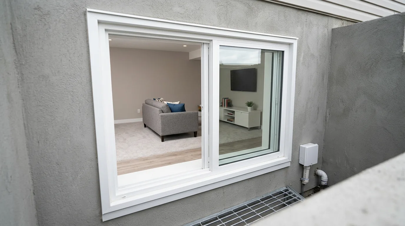 New energy-efficient vinyl basement window installed in a GTA home