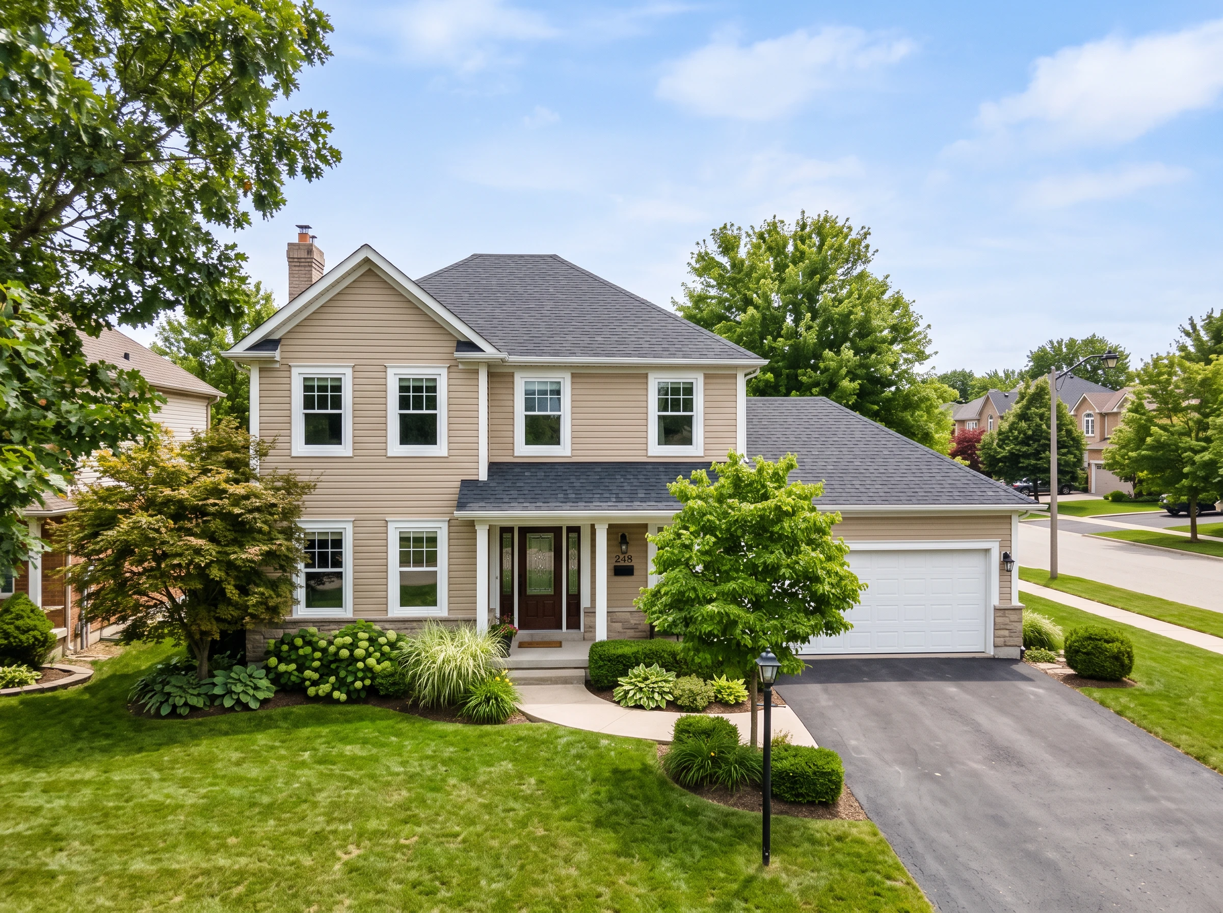 Suburban Burlington home fitted with brand-new white vinyl windows